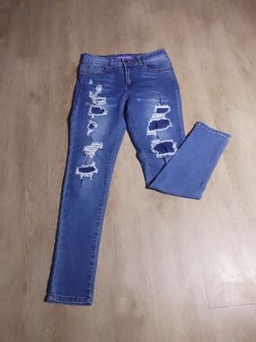 BAMBOO Blue Distressed Skinny Jeans